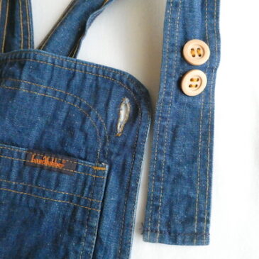 70’s denim salopette skirt & 70’s JC Penney black loose fitting turtleneck blouse