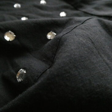 80’s black cotton rhinestone western shirt & 80’s beige cotton asymmetry design shirt