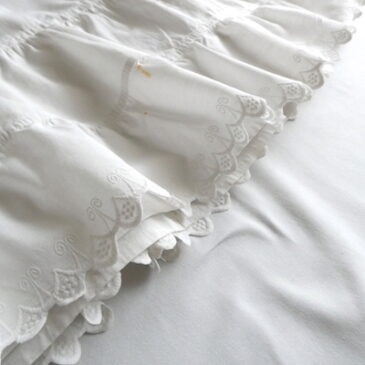 90’s~ black white stripe acrylic mohair knit sweater & Antique white lace cotton petticoat