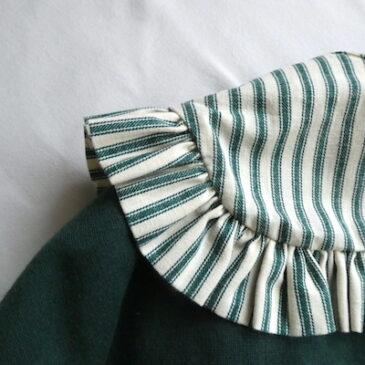 80〜90’s green stripe cotton collar sweat cardigan & Used red fleece drawstrings bag